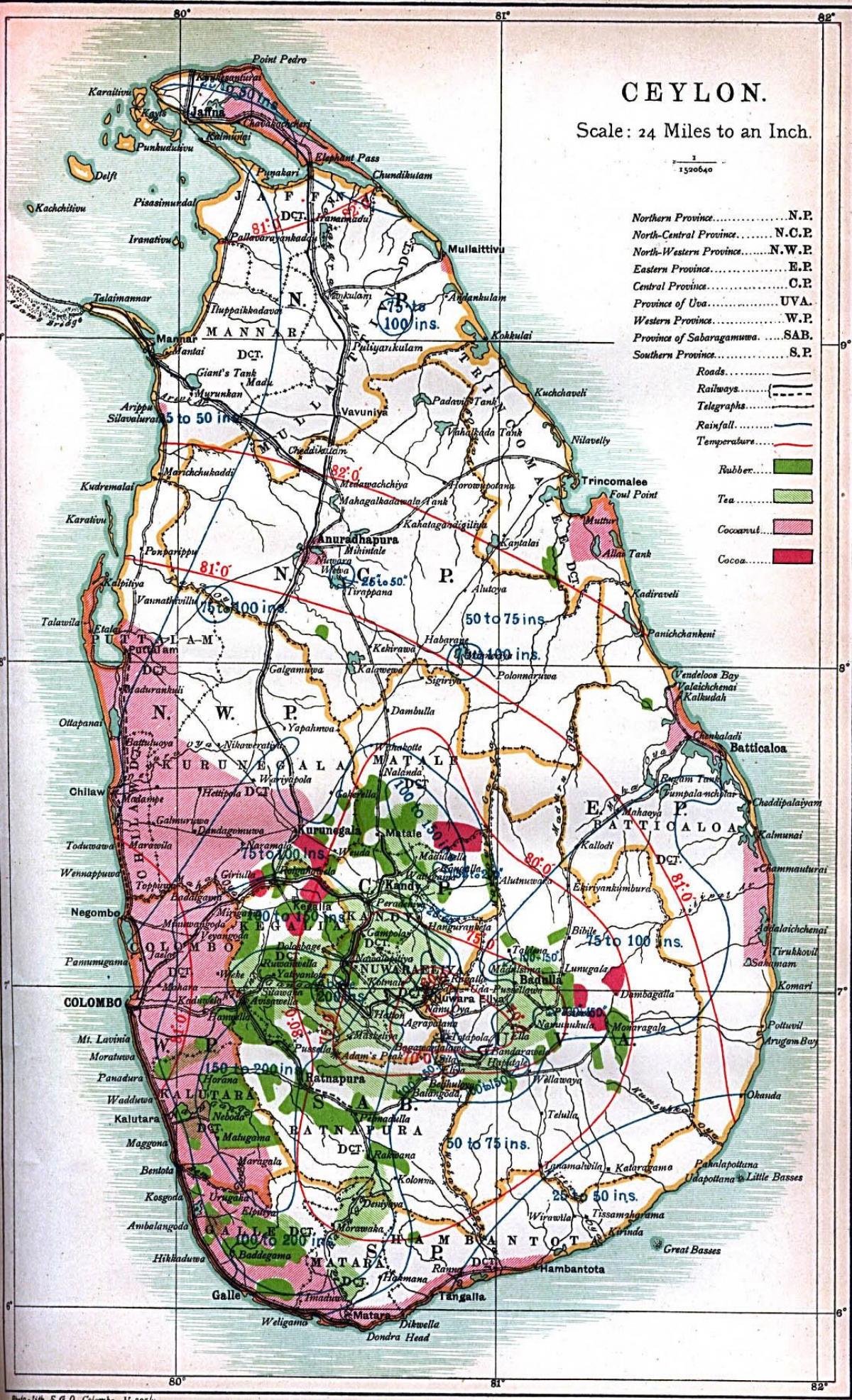Karte von Ceylon, Sri Lanka