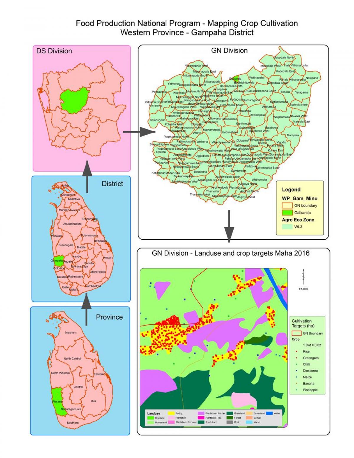 Karte von gn-division map Sri Lanka