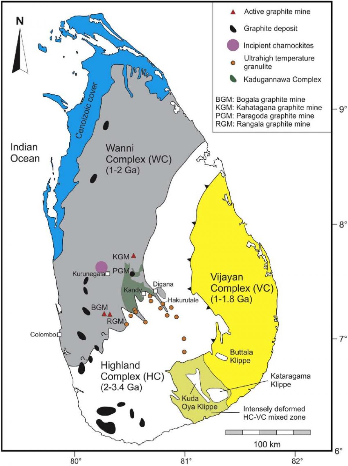 Karte von Mineralien in Sri Lanka