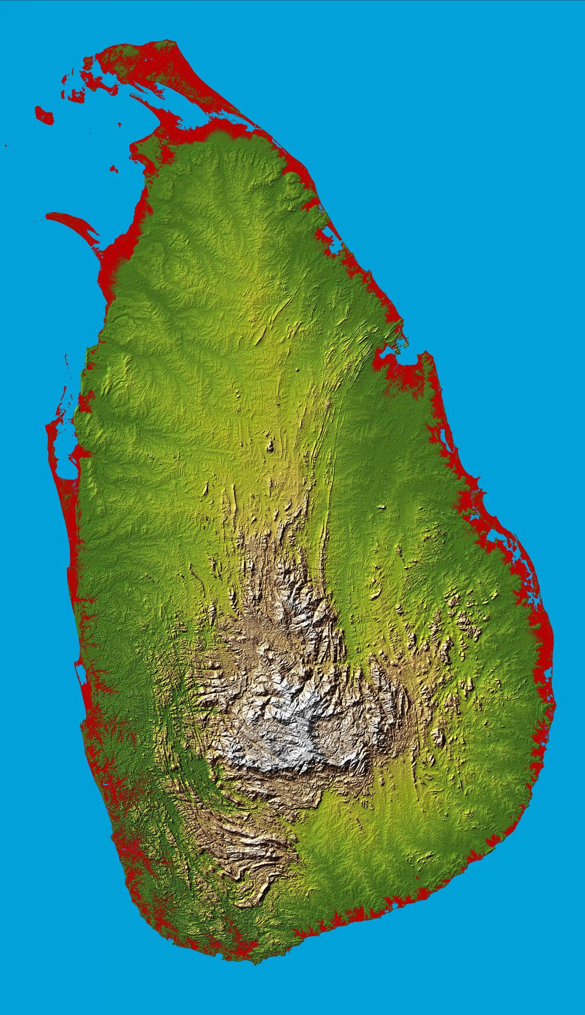 Karte von Sri Lanka, 3d