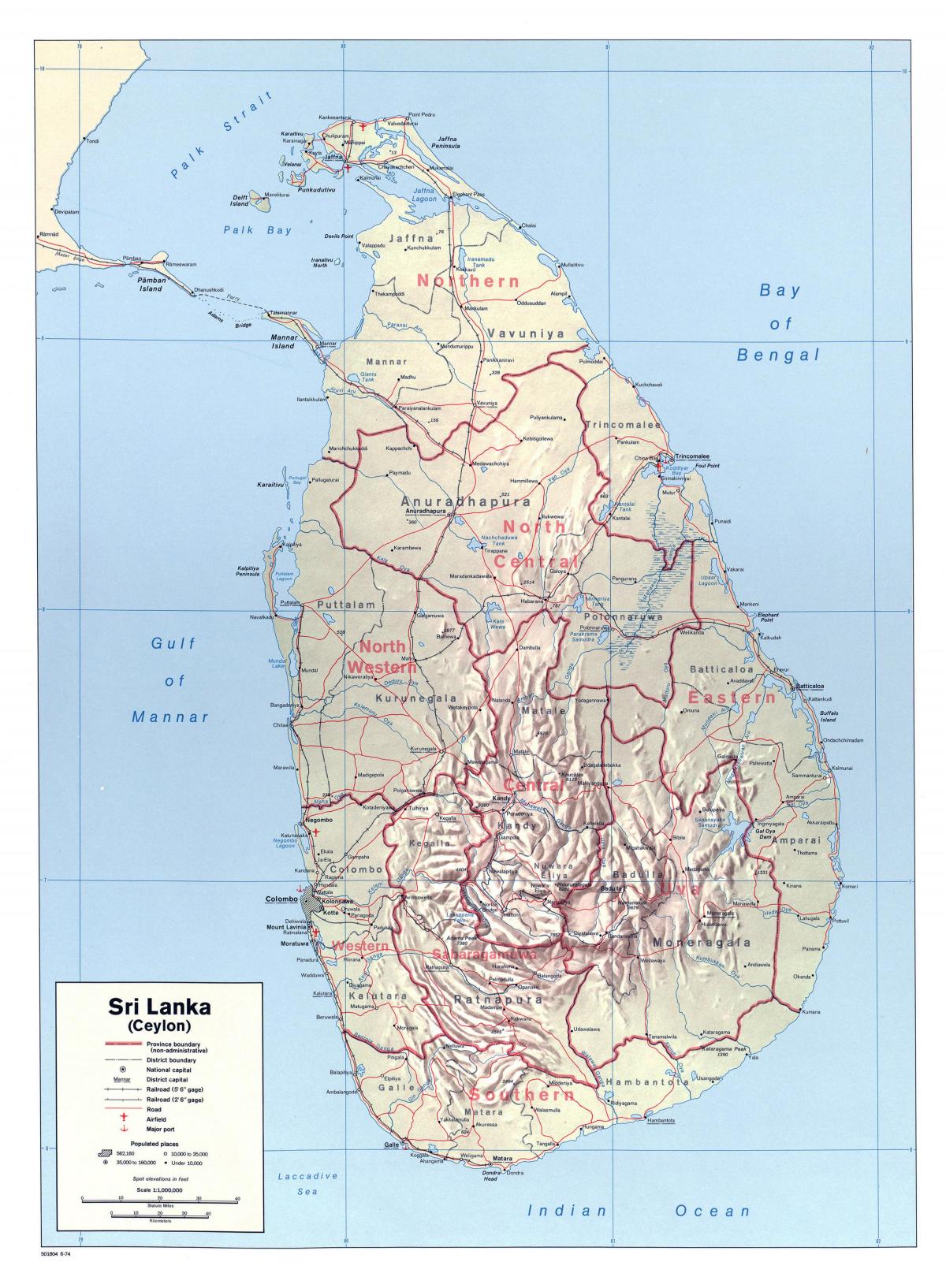 Karte von Sri Lanka mit Städten