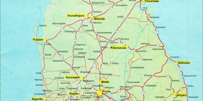 Straße, Distanz Karte von Sri Lanka