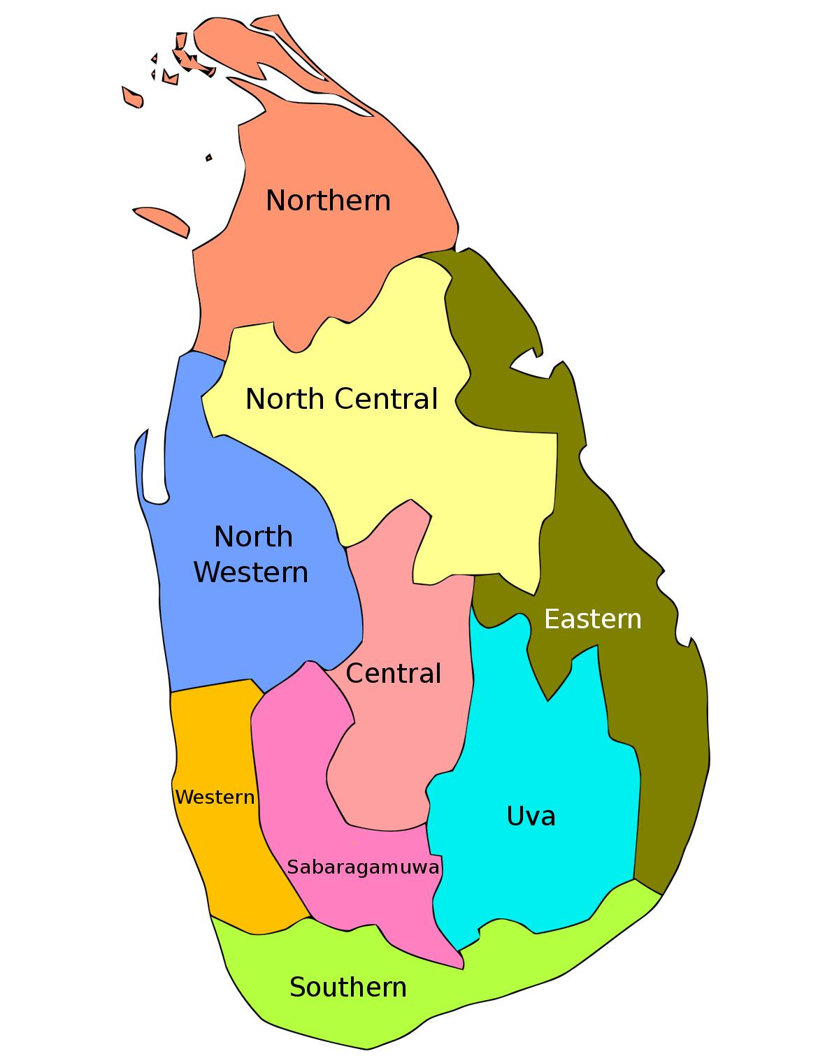 Sri Lanka Staaten Map Sri Lanka Landkarte Mit Staaten Sud Asien Asia