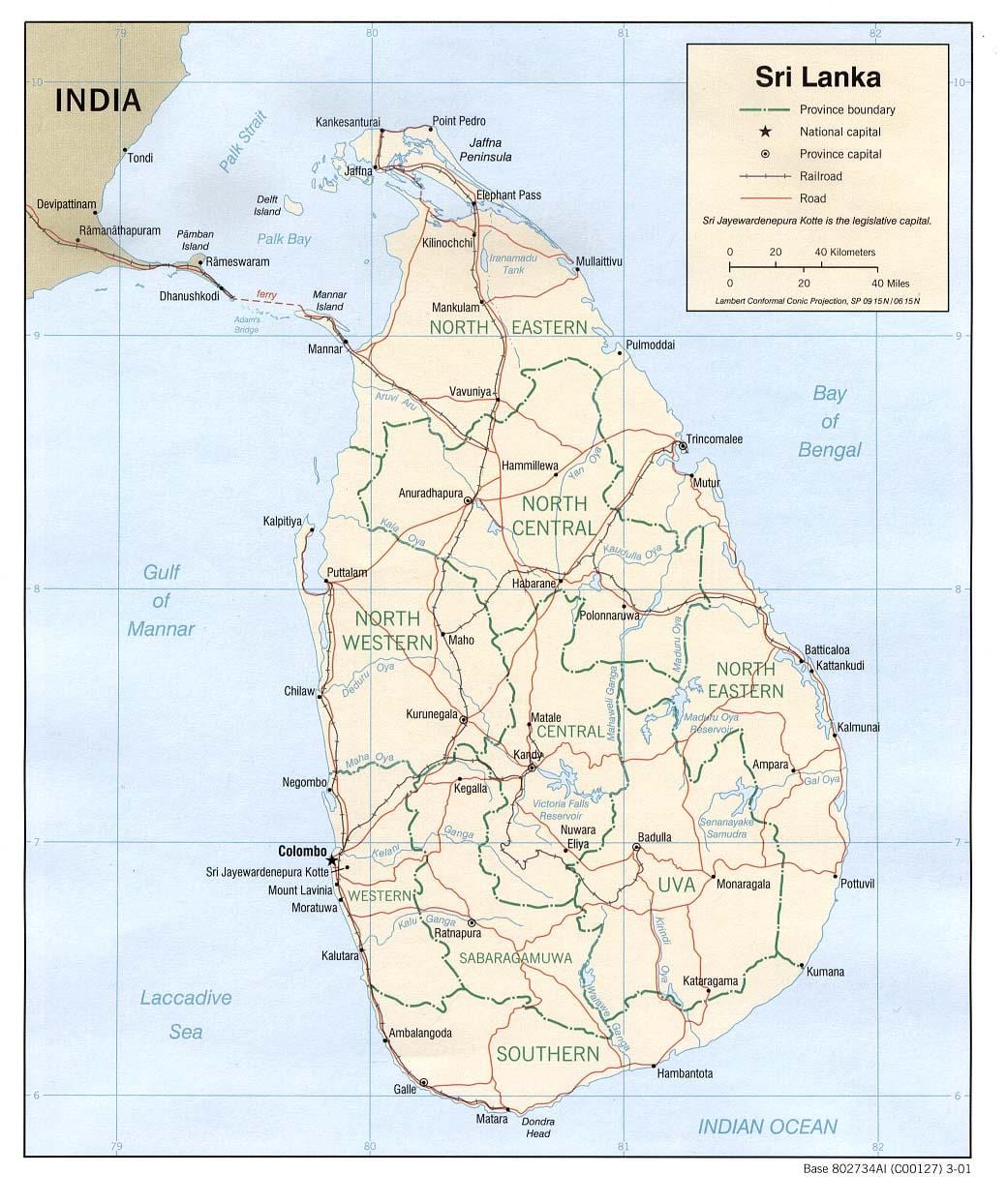 Karte von Sri Lanka grid