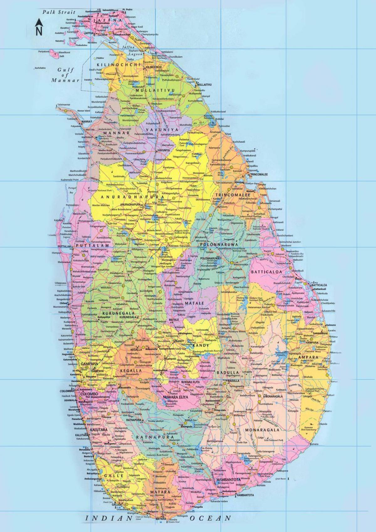 Sri Lanka kilometer Karte