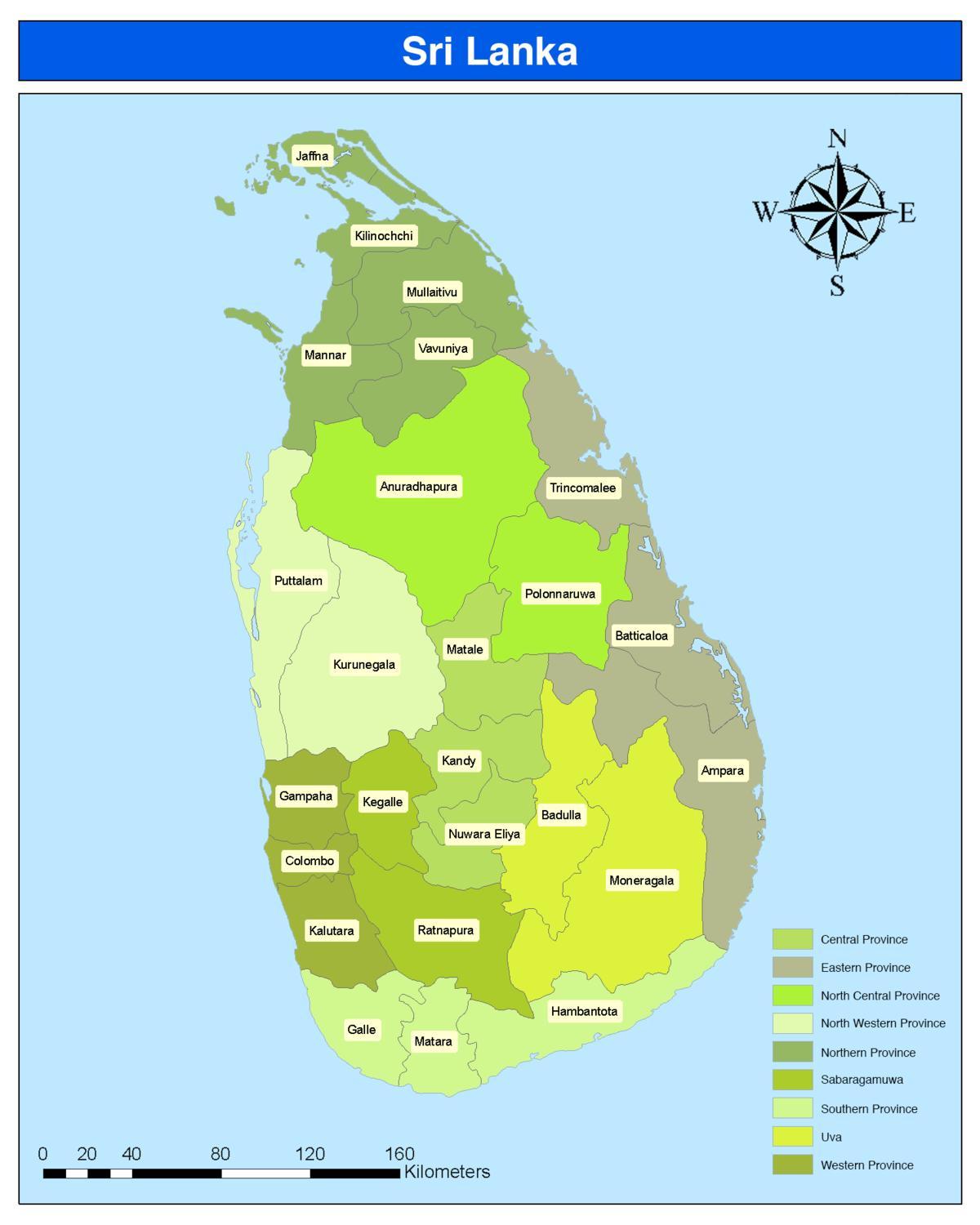 Karte von Sri Lanka-Bereich