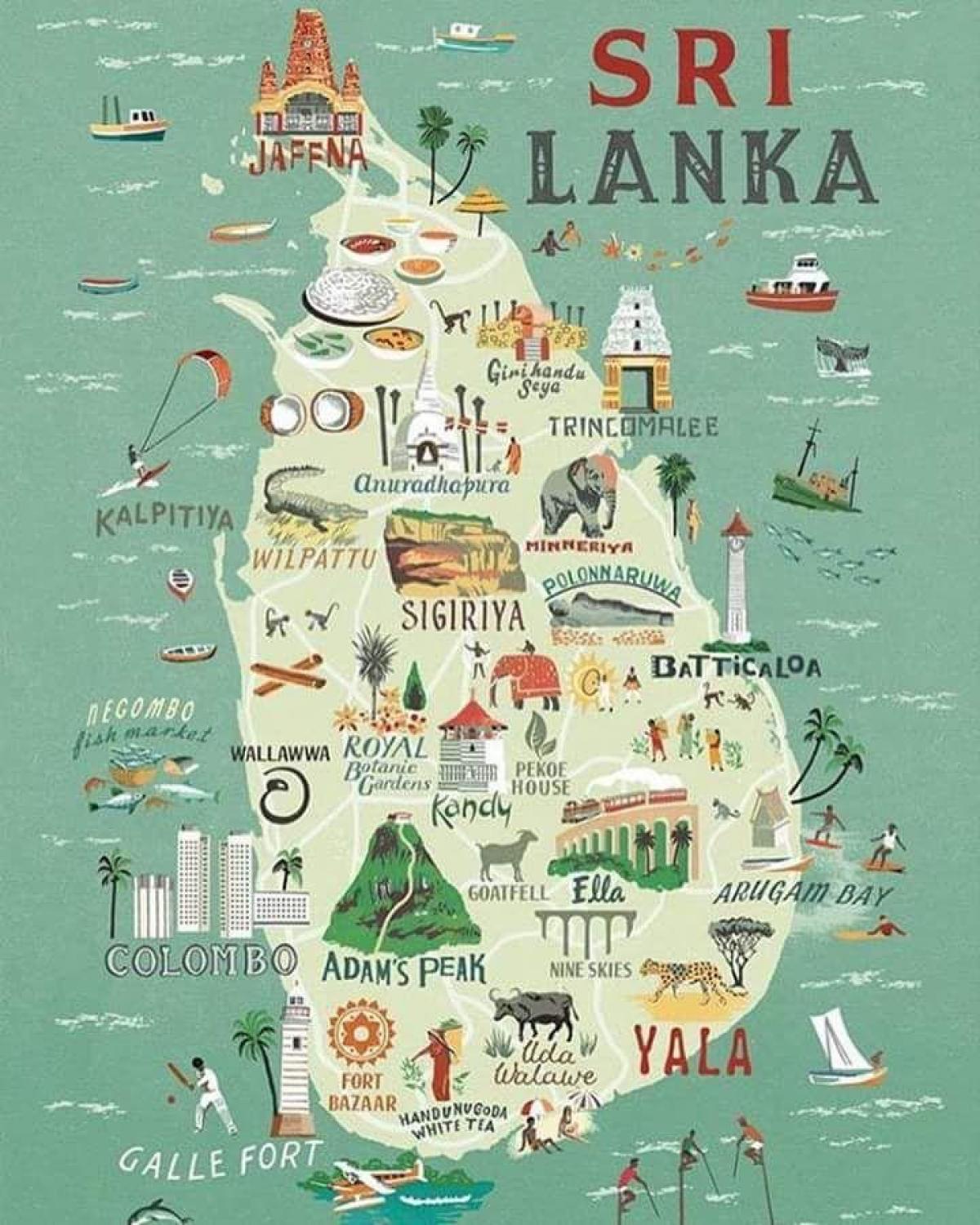 Sri Lanka Map Poster Karte Von Sri Lanka Landkarte Poster Sud Asien Asia