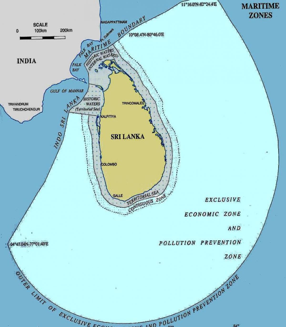 Karte von Sri Lanka Meer