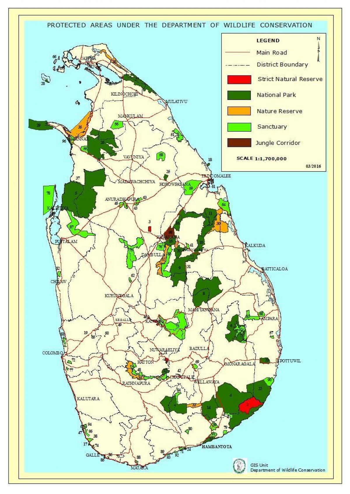 Nationalparks von Sri Lanka Karte anzeigen