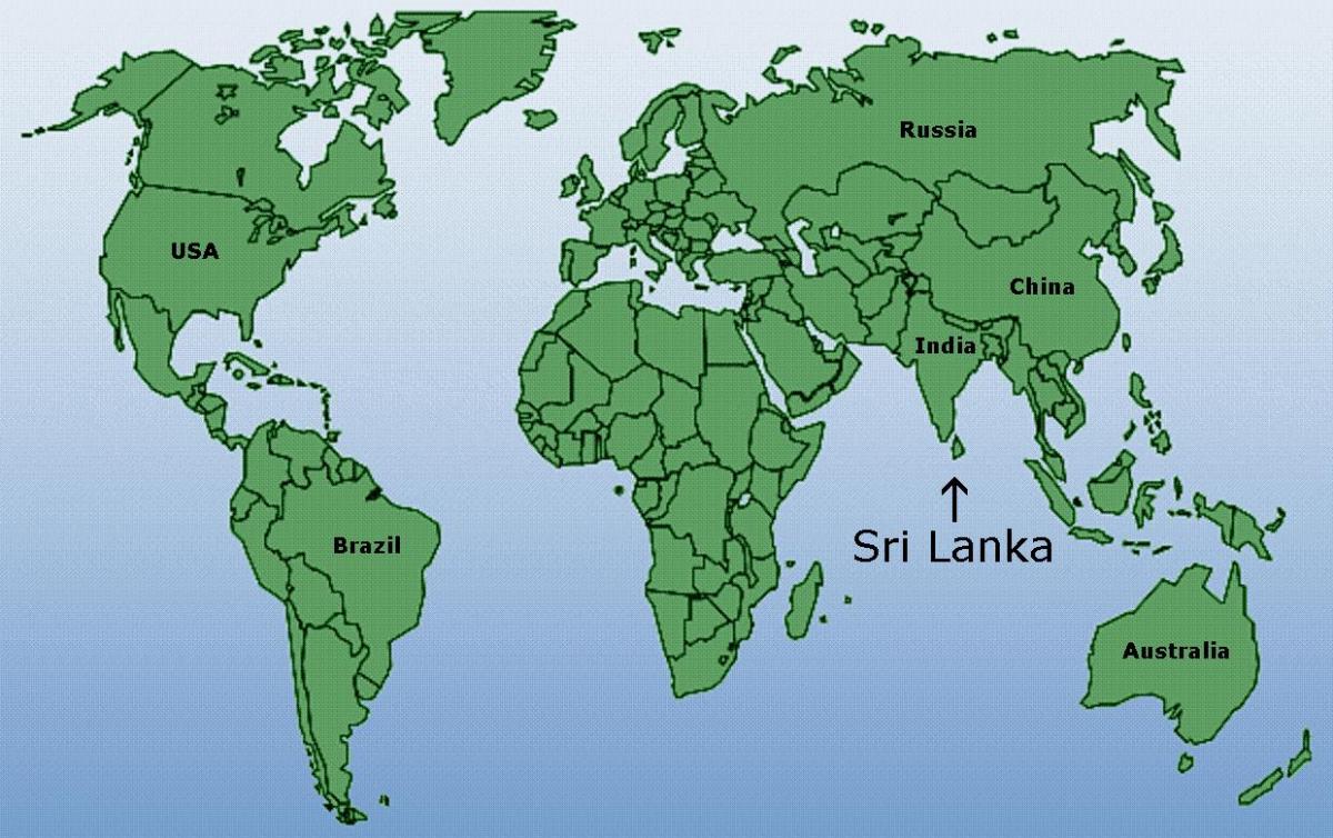 Sri Lanka Position auf der Weltkarte anzeigen