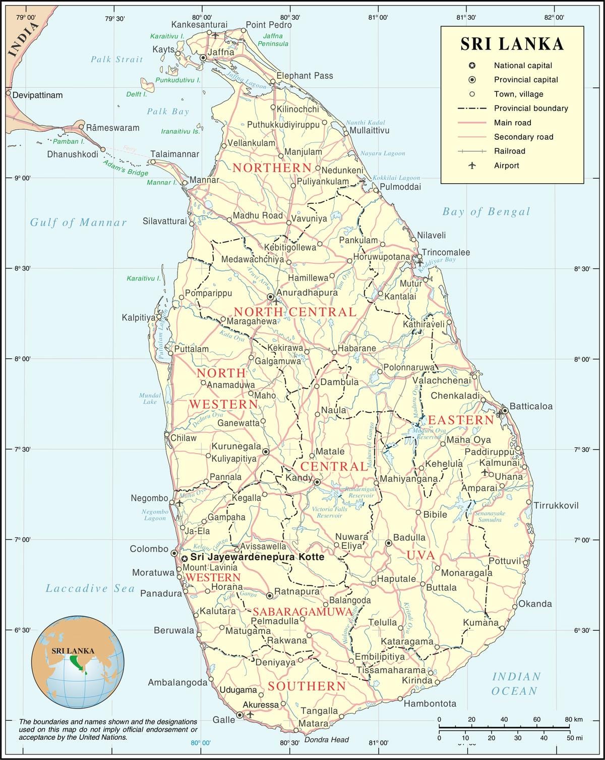 Karte von Sri Lanka Stadt