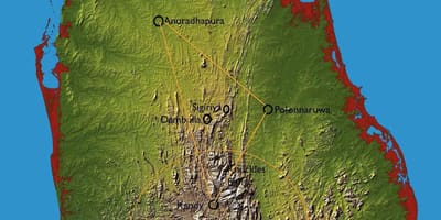 Karte des hill country in Sri Lanka