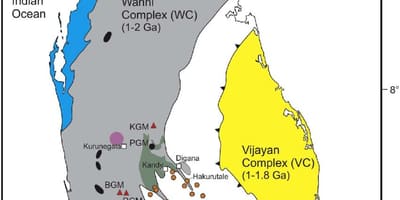 Karte von Mineralien in Sri Lanka