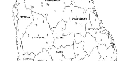 Karte von Sri Lanka Karte schwarz und weiß