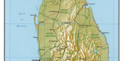 Karte von Sri Lanka physischen