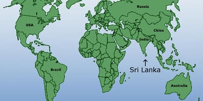 Sri Lanka Position auf der Weltkarte anzeigen