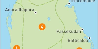 Karte von Sri Lanka Regionen