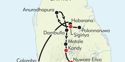 Karte von Sri Lanka Reise