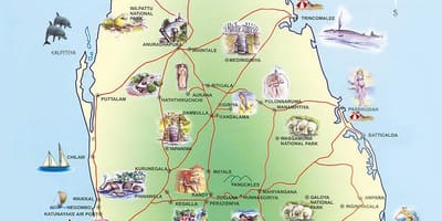 Touristische Attraktionen Sri Lanka Karte anzeigen