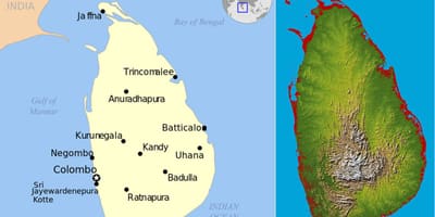 Karte von Sri Lanka topographische
