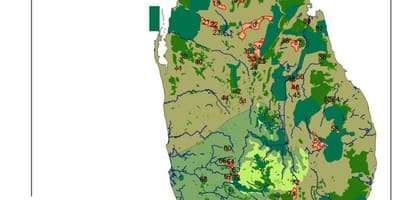 Karte von Sri Lanka Wälder